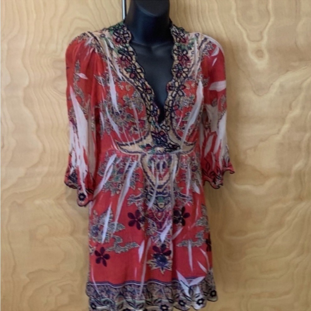 Free people women vintage top blouse embroidered size S